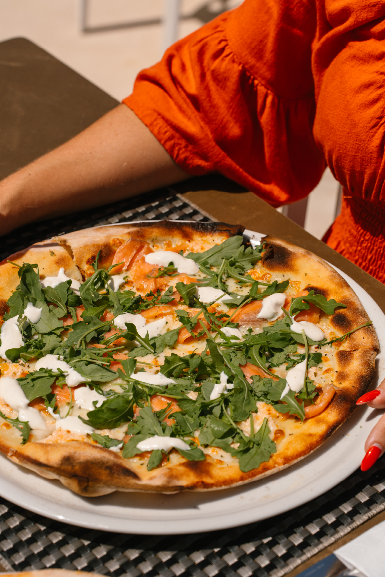 Pizza de salmón ahumado